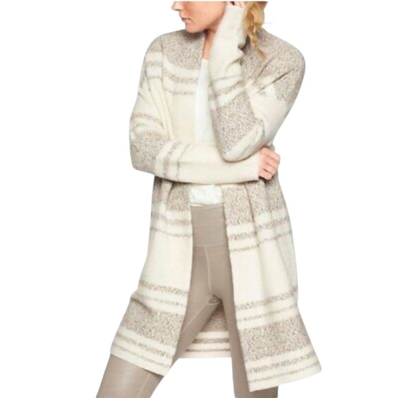 Athleta Wool And Cashmere Sweater Open Front Panorma Point Small Beige Cream - Picture 1 of 11